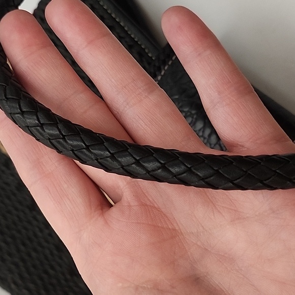 Brighton Sydney Sraw Bag w/ Leather Trim & Braided Handle Dark Blue & Beige - Picture 11 of 11